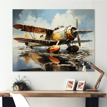 Surreal Sea Plane Dream - Plane Canvas Wall Art